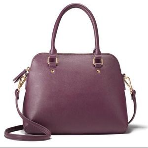 Saffiano bonded leather dome crossbody satchel